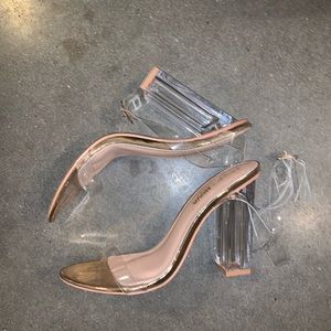 Fashion Nova Rose gold & clear sandals!